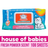 Punaas Anti-Bacterial Wipes Fresh Powder Scent 108 Sheets - Wipes
