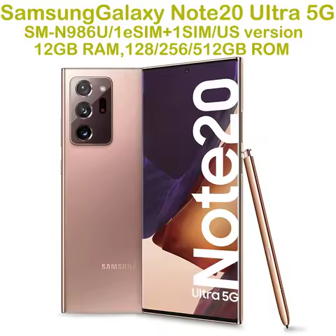 Refurbished Samsung Galaxy Note20 Ultra 5G N986U Android Smartphone 6.9-inch Samsung Note20U 108MP 4