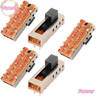 FOREVER 5pcs Micro Slide Switch, 10P 2P4T SS-24E01 Toggle Switch, Miniature Vertical 5mm Toggle 4 Po