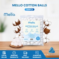 Mello Pure Cotton Balls 100pcs – Highly Absorbent Organic Lint-Free Soft & Gentle For Face Skin Care