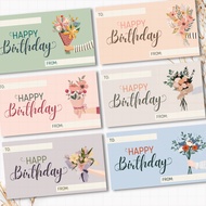 Floral Birthday Greeting Card / Gift Card / Gift Tag - Personalized / Custom Note Message Card