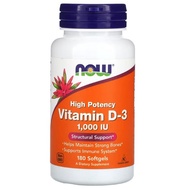 NOW Foods, Vitamin D-3, High Potency, 1,000 IU, 180 /360  Softgels