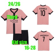 24/25 O.DEMBELE soccer clothes PaRis Third Jerseys kid suits (with pants) D.DOUE KVARATSKHELIA O.DEM
