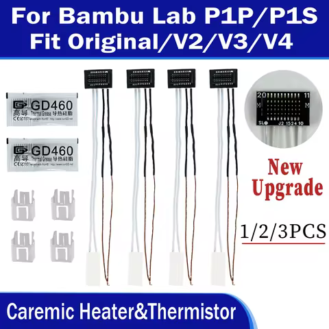 Caremic Heater & Thermistor For Bambu lab P1P P1S HotEnd Ceramic Cartridge Temperature Sensor For Ba
