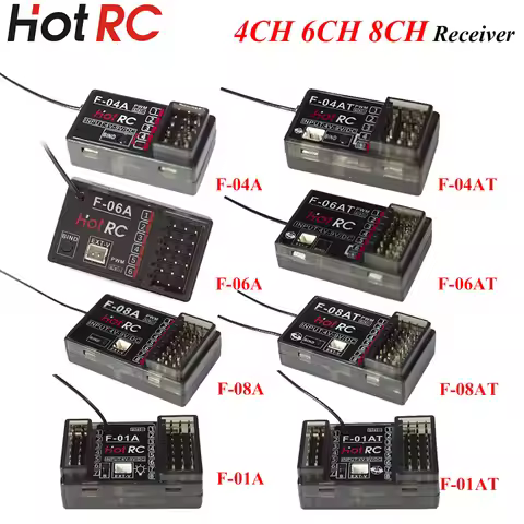 HOTRC 2.4Ghz 4/6/8 Channel F-04A F-06AT F-08AT F-01AT PWM Light Control Gyro Receiver for RC Transmi