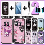 2 IN 1 For Realme 12 Pro/12 Pro Plus Case with Tempered Glass Ceramic Screen Protector Kuromi