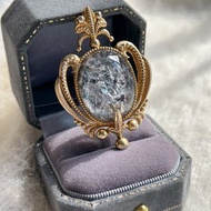 天然超七毒液黑紅母片 晶中晶鳶尾花宮廷吊墜