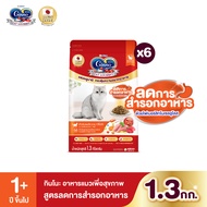 [ใหม่! เลือกรสชาติได้][ยกลัง] Ginno Dry Health กินโนะ อาหารเม็ดแมวสูตรสุขภาพ 1.3Kg. (6 แพ็ค)