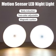 Motion Sensor Light Led Night Lights Round USB Rechargeable Kitchen Cabinet Corridor Wall Night Lamp Intelligent Induction Light