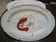 [布列格]早期 老 中型 龍蝦 冷盤 瓷盤 長約:33.7cm 寬約:23.5cm c163