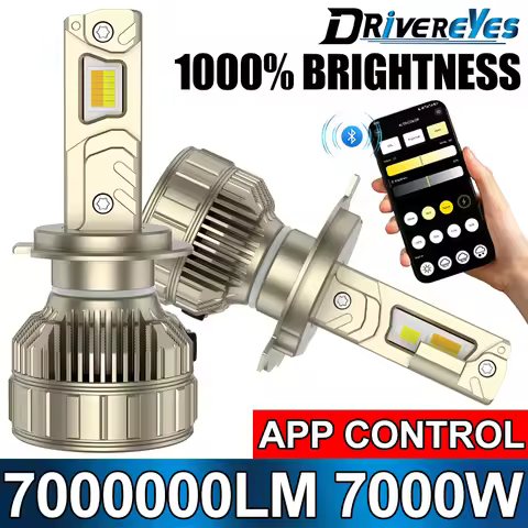 H7 H4 LED Headlight AI Mobile APP Control From 3000K to 6500K Smart LED Chip High Power for H11 H8 H