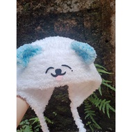 Crochet cozy and cute fluffy hat handmade | Fluffy crochet cute dog | Crochet hat | Fluffy knitted h