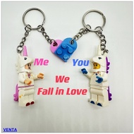 Lovely keychain couple backpack pendant compatible with LEGO keychain couple small gifts