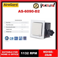 AireGard AS-6090-D2 Exhaust Fan Air Ventilator 4" / 4 Inch Silent Series (Square) (Silver) 28dB Nois