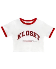 KLOSET Cotton T-shirt (KK22-T003) เสื้อครอป มาพร้อมกับโลโก้