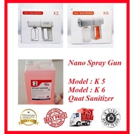 K5 and New Model  K6 Wireless Nano Atomizer spray Disinfection spray Gun Sanitizer spray machine +  Quat Sanitizer (5 Li