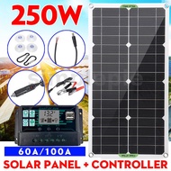 250W Solar Panel Kit Dual DC USB Charger Kit +100A Solar Controller Caravan Van