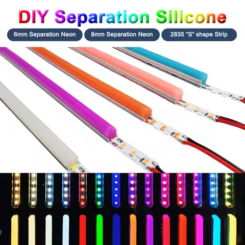 6mm 8mm DIY Separate Silicone Neon Flexible Bendable DC12V 2835SMD S Shape 120Leds Strip Light 1m-10