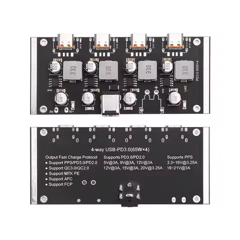 PD65W 4-way Fast Charger Module PD3.0/2.0 QC3.0/2.0 FCP AFC Type-C DC12-30V Quick Charging Board for