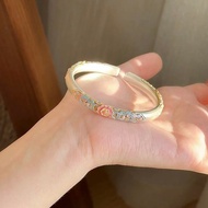 Enamel Colorful Pear Flower Begonia Silver Bracelet Thick Silver 999.9 New Medium Enamel Colorful Pe