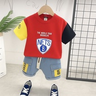 DBOX NET DENIM SET FOR BOYS AGED 1-5 YEARS COTTON COMBED TOP SHORT-SLEEVED JEAN BOTTOM