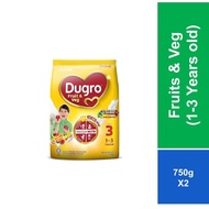 [Bundle of 2] Dumex Dugro Step 3 Fruit & Veg Growing Up Milk Formula 1 3 years (750g)
