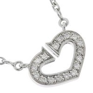 Pre-owned Cartier C Heart Necklace in 18K White Gold with Diamonds, Made in France, Approximately 5.