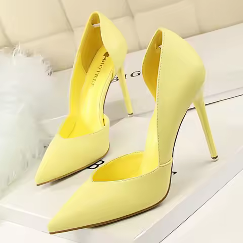BIGTREE Shoes Women Pumps Fashion High Heels Shoes Black Pink Yellow Shoes Women Bridal Wedding Shoe