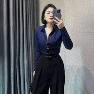Women's long-sleeved shirt, slim fit, tight waist, AO08, Suongg Women