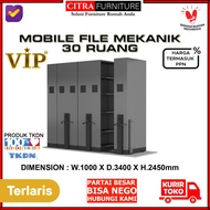 vip® mobile file mekanik sistem roll o pack 30 compartment arsip - plat 0.8mm