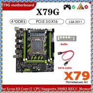 [qingyid002.] X79G Motherboard+ Cable+Bezel LGA2011 4XDDR3 RECC Slot M.2 NVME PCI-E X16 6XUSB2.0 SAT