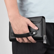 Handbag men's top layer Lambo men's double zipper wallet carrying bag men's carrying bagyxt