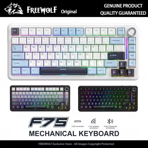 F75 Mechanical Keyboard FREEWOLF * AULA F75 Bluetooth Three-mode Keyboard,Dedicated for Gaming and O