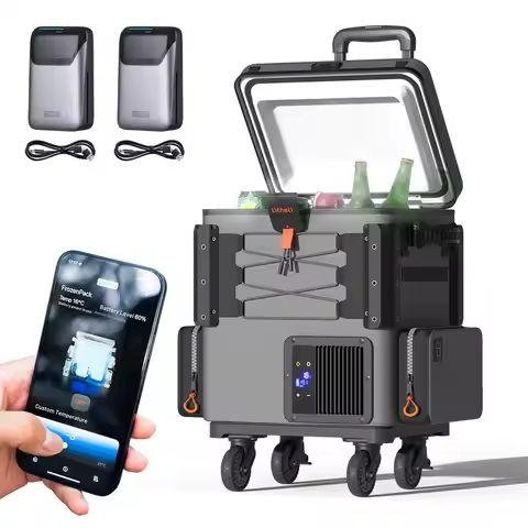 FrozenPack Wild 12V Car Refrigerator amp Portable Electric Cooler, 20L 21QT with 2 U20 Batteries, Ba