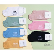 Korean Socks Plain Color Week English Letter Women's