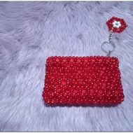 Plain Design Beaded Chalk Beads Wallet Coin Purse Coin Pouch