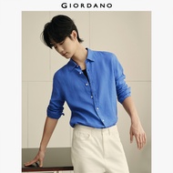 [ Online Exclusive ] Giordano Mens Korea Collection Poplin Linen Shirt 01045491001 เสื้อเชิ้ตผู้ชาย 