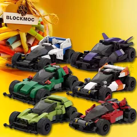 Japanese Cartoon 4WD Kids Brothers Bricks Racing Car Technology MOC Building Speed Block Supercar 4W