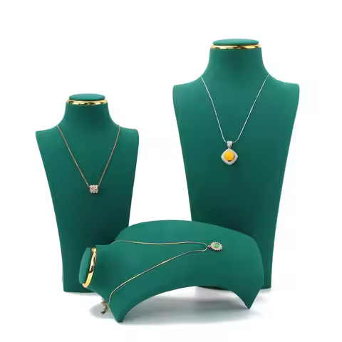 Necklace Bust Display Stand 3 Size Velvet Jewelry Mannequin Neck Form Holder for Pendant Chain Photo