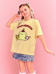 HELLO KITTY AND FRIENDS | SHEIN 少女卡通印花寬鬆垂肩針織短袖t恤衫