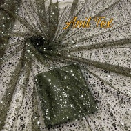 Kain Tile Payet Squeen Premium / Tule Payet Zuhair Kaca / Bahan Squeen Payet Mewah