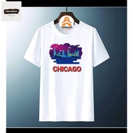 BAJU - KAOS SUVENIR CHICAGO USA - TSHIRT CHICAGO USA TYPE 1-COTTON COMBED 24S
