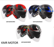 KYT HELMET TTR JET LED BLACK RED/ BLACK BLUE/ BLACK GREY DOUBLE VISOR