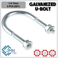 JM H-0082 | 5 PCS | U-Bolt 1/4 Thickness Series With Nut & Washer | 1/2 - 5 [7]