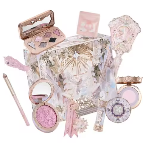 Flower Knows Knight Unicorn Makeup Gift Set Lipstick Blush Cloud Setting Powder Starlight Eyeshadow,