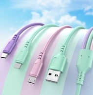 全城熱賣 - [2米紫色線-彩插頭] 三合一充電線 (IPHONE / TYPE-C / Android )USB手機充電線/數據傳輸線/快充線