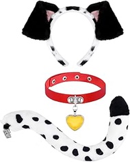 Matiniy 101 Days Dalmatian Costume Include Puppy Ears Headband and Tail for Halloween Party Dress Up