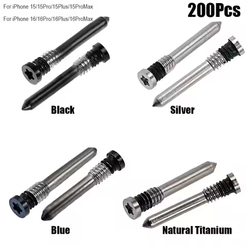 200pcs New Bottom Screws for iPhone 15 16 Pro Max Plus Five Star Pentalobe Dock Connector Screw Repl