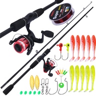 FRRTC Spinning Rod Reel Fishing Rod With Fishing Line + Fishing Lure Full Set For Bass Fishing