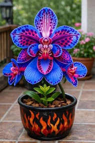Tanaman hias bibit bunga anggrek dendrobium warna biru pink